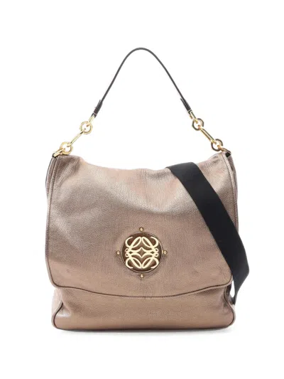 Pre-owned Loewe 2000s Anagram Maia Shoulder Bag In Gold