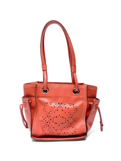 Pre-owned Loewe 2000s Anagram Punching Shoulder Bag In Orange