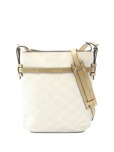 Pre-owned Loewe 2000s Anagram Repeat Leather Bag In White