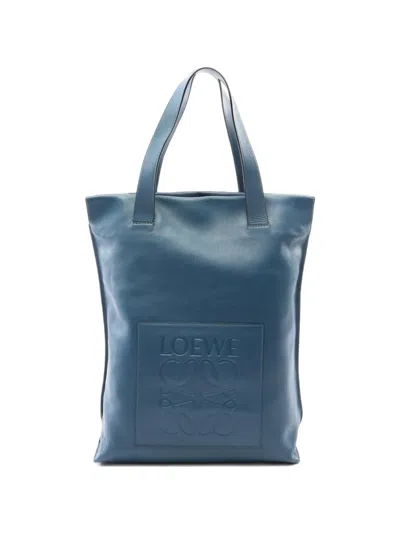 Pre-owned Loewe 2000s Anagram Shopper Tote Bag In Blue