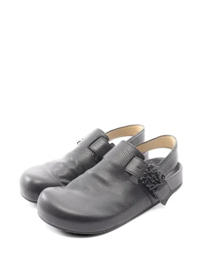 Pre-owned Loewe 2000s Anagram Slingback Sandals In Black