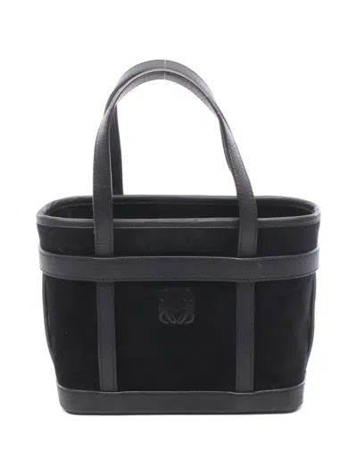 Pre-owned Loewe 2000s Anagram Suede Tote Bag In Black
