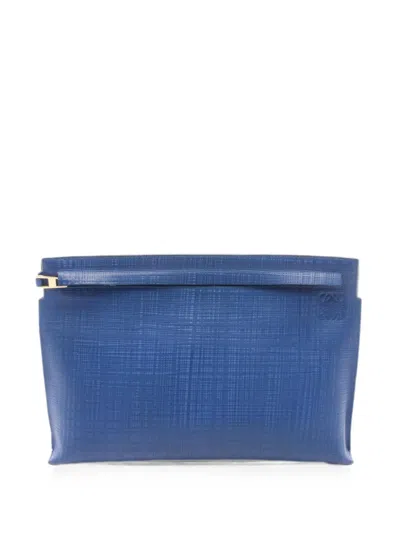 Pre-owned Loewe 2000s Anagram T Pouch Clutch Bag In Blue
