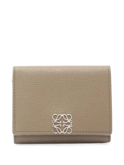Pre-owned Loewe 2000s Anagram Trifold Wallet In Neutrals