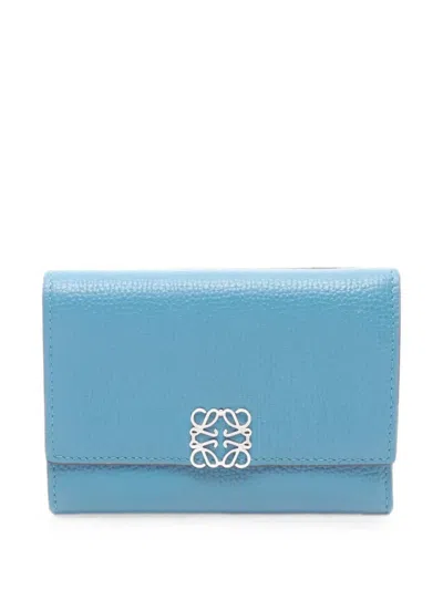 Pre-owned Loewe 2000s Anagram Vertical Wallet In Blue