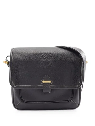 Pre-owned Loewe 2000s Anagram-embossed Crossbody Bag In Black