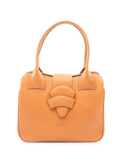 Pre-owned Loewe 2000s Barcelona Leather Tote Bag In Neutral
