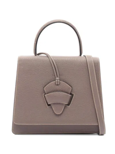 Pre-owned Loewe 2000s Barcelona Leather Two-way Handbag In Gray