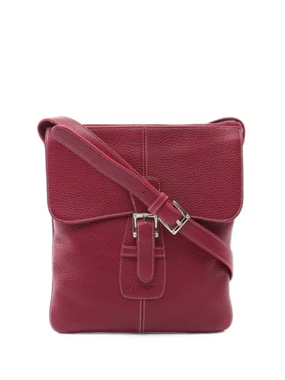 Pre-owned Loewe 2000s Buckle Leather Shoulder Bag In レッド