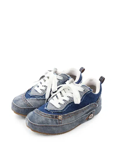 Pre-owned Loewe 2000s Deconstructed Denim Sneakers In Blue