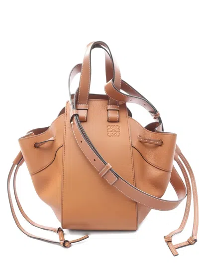 Pre-owned Loewe 2000s Drawstring Leather Tote Bag In Brown