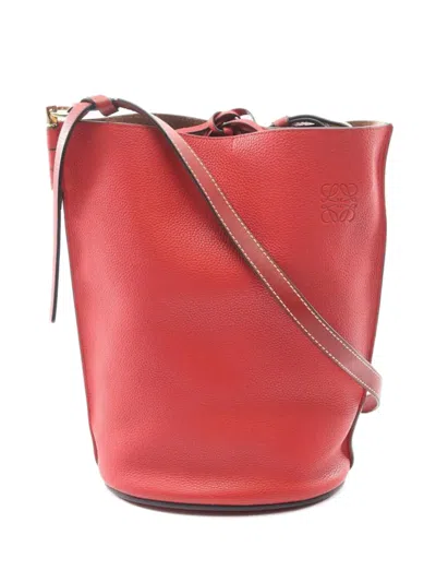Pre-owned Loewe 2000s Gate Anagram Bucket Bag In Red