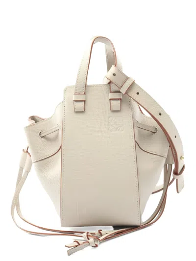 Pre-owned Loewe 2000s Hammock Mini Drawstring Leather Tote Bag In Neutral