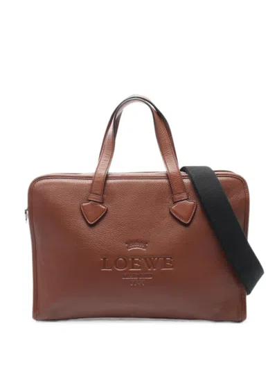 Pre-owned Loewe 2000s Heritage Leather Briefcase In Brown