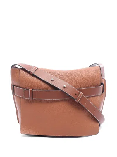 Pre-owned Loewe 2000s Leather Messenger Bag In Brown