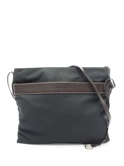 Pre-owned Loewe 2000s Logo-embossed Shoulder Bag In Green