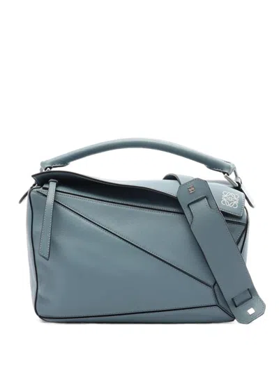 Pre-owned Loewe 2000s Medium Puzzle Satchel Bag In ブルー