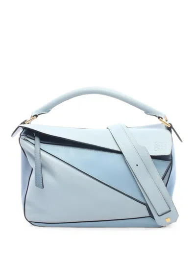 Pre-owned Loewe 2000s Medium Puzzle Tote Bag In Blue