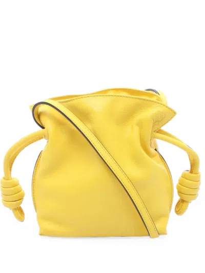 Pre-owned Loewe 2000s Mini Flamenco Leather Bucket Bag In Yellow