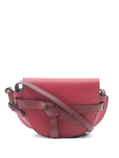 Pre-owned Loewe 2000s Mini Gate Leather Crossbody Bag In Red
