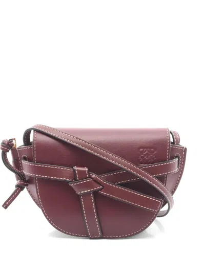 Pre-owned Loewe 2000s Mini Gate Leather Crossbody Bag In Red