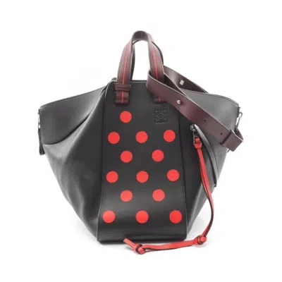 Pre-owned Loewe 2000s Polka Dot Leather Tote Bag In Black