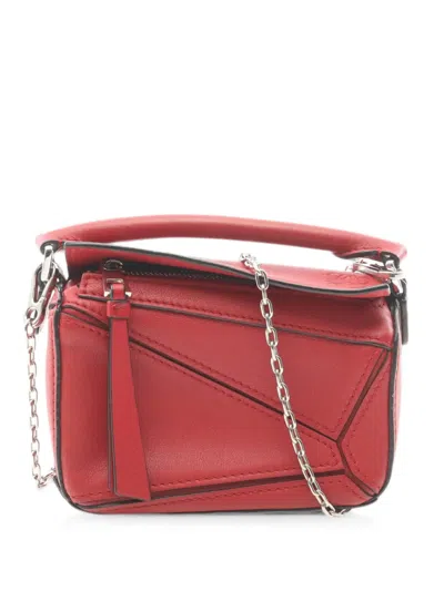 Pre-owned Loewe 2000s Puzzle Nano Tote Bag In Red