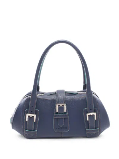 Pre-owned Loewe 2000s Senda Buckled Leather Handbag In Blue