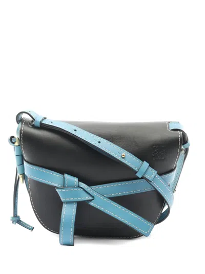 Pre-owned Loewe 2000s Small Gate Leather Shoulder Bag In Black