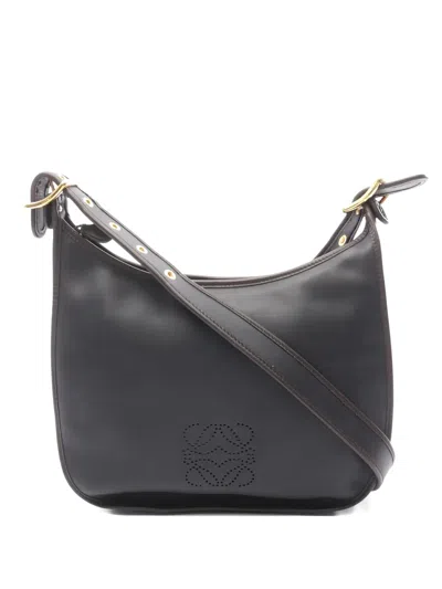 Pre-owned Loewe 2000s Sofia Anagram Leather Shoulder Bag In Brown