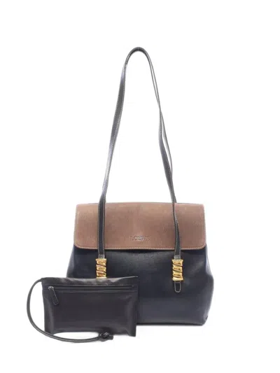 Pre-owned Loewe 2000s Two-tone Shoulder Bag In Black