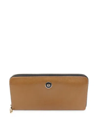 Pre-owned Loewe 2000s Zip-around Leather Wallet In Brown