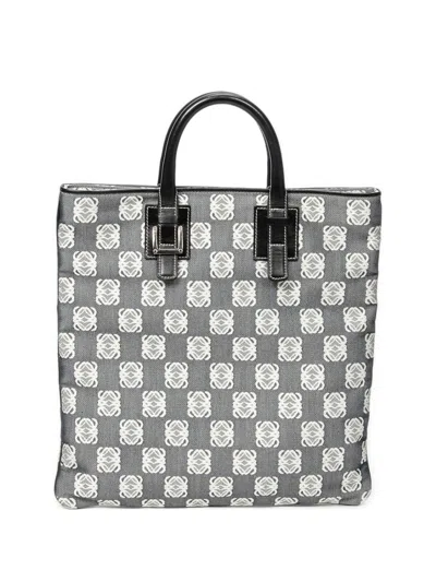Pre-owned Loewe 2002 Patterned Top Handle Tote Bag In Gray