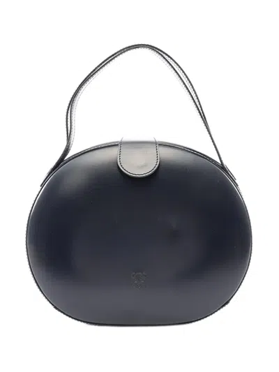 Pre-owned Loewe 2002-2026 Leather Anagram Round Handbag In Blue
