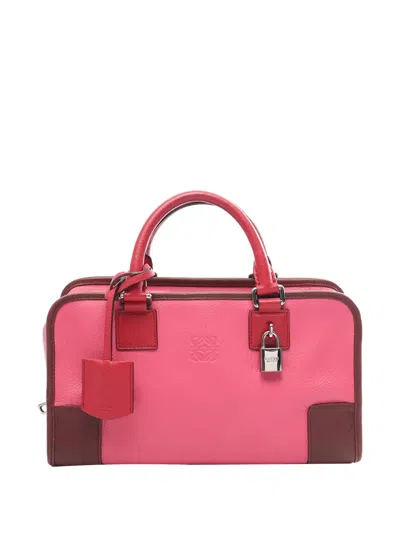 Pre-owned Loewe 2002-2026 Tricolor Goatskin Amazona 28 Handbag In Pink