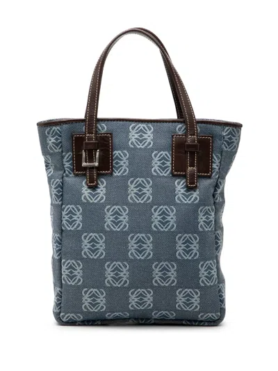 Pre-owned Loewe 2003 Anagram Denim Handbag In Blue