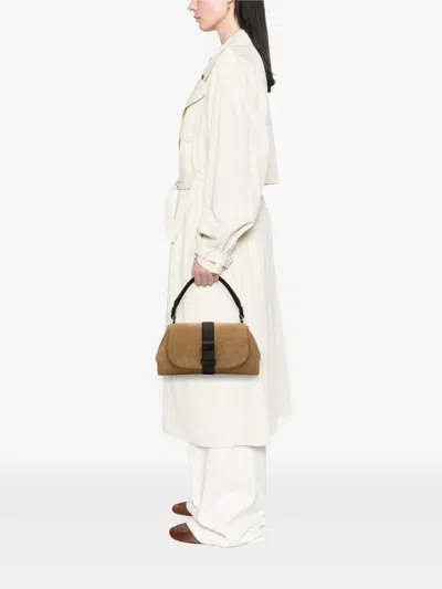 Pre-owned Loewe 2003 Anagram Suede Handbag In Brown