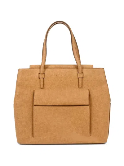 Pre-owned Loewe 2003 Leather Tote Bag In Neutral