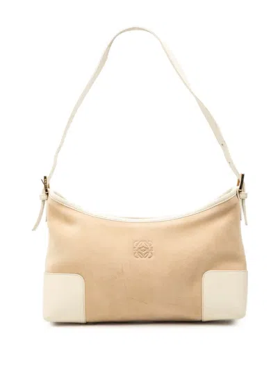 Pre-owned Loewe 2003 Suede Anagram Shoulder Bag In Brown