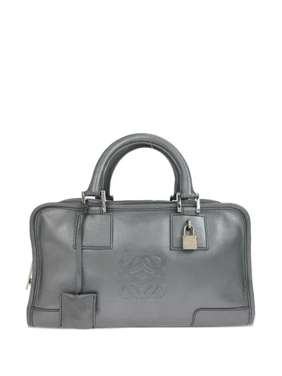 Pre-owned Loewe 2004 28 Amazona Leather Tote Bag In Silver