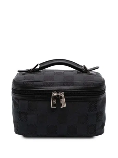 Pre-owned Loewe 2004 Anagram Canvas Case Vanity Bag In Black