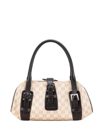 Pre-owned Loewe 2004 Anagram Canvas Senda Handbag In Brown
