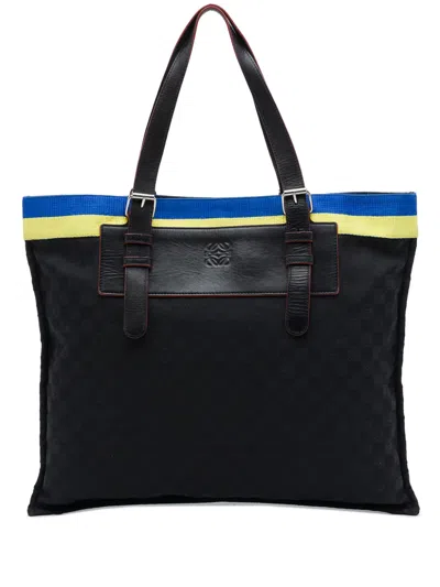 Pre-owned Loewe 2004 Anagram Canvas Tote Bag In Black