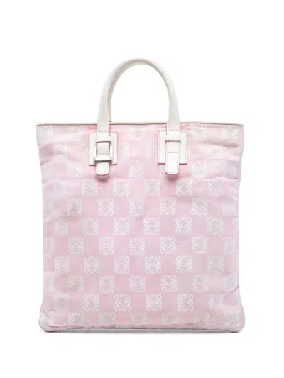 Pre-owned Loewe 2004 Anagram Canvas Tote Bag In Pink