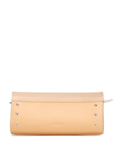Pre-owned Loewe 2004 Studded Leather Clutch Bag In Brown