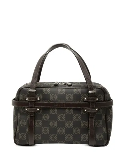 Pre-owned Loewe 2005 Anagram Coated Canvas Handbag In Brown