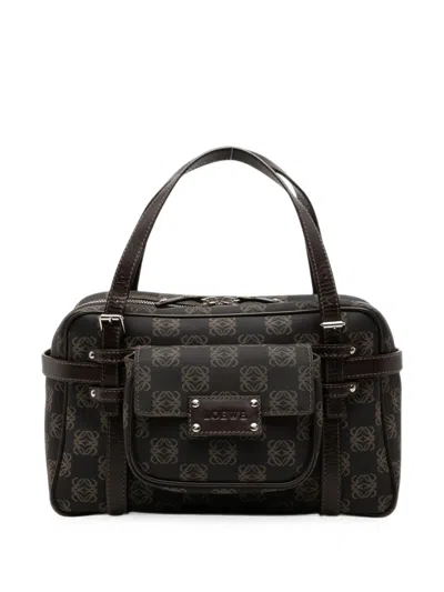 Pre-owned Loewe 2005 Anagram Coated Canvas Handbag In Brown