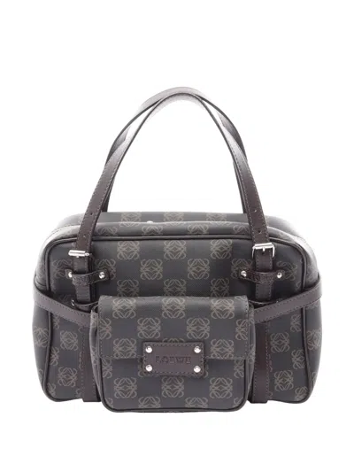 Pre-owned Loewe 2005 Anagram Coated Canvas Handbag In Gray