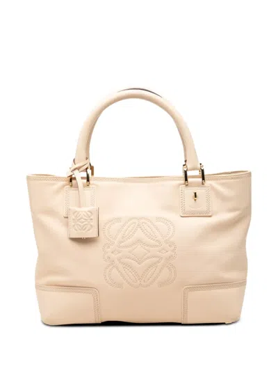Pre-owned Loewe 2006 Leather Fusta 30 Tote Bag In Brown