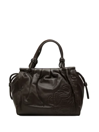 Pre-owned Loewe 2006 Nappa Anagram Knot Tote Bag In Brown